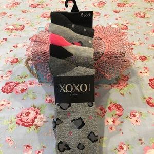 XOXO Crew Socks 5pack size 9-11